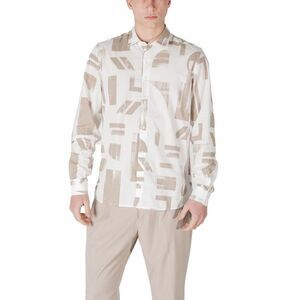 Antony Morato Geometric Print Long Sleeve Shirt Men Beige Shirts